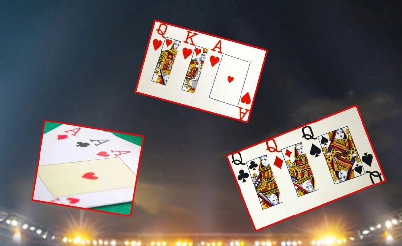 Bàn Poker 3 lá thường có 3 khu vực cược chính